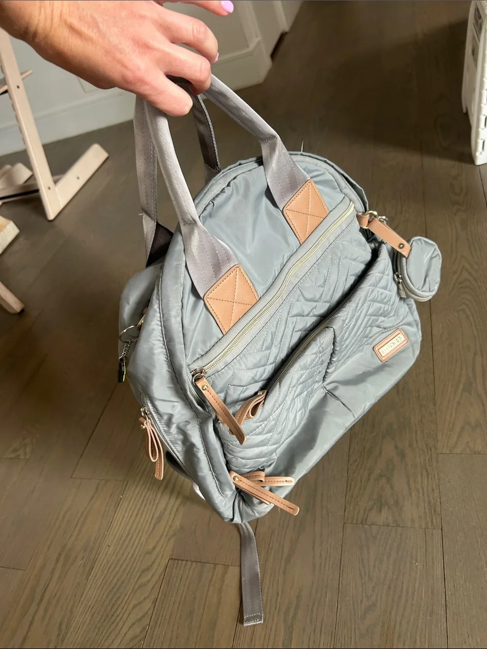 Skip Hop Light Gray Quilted Diaper Bag